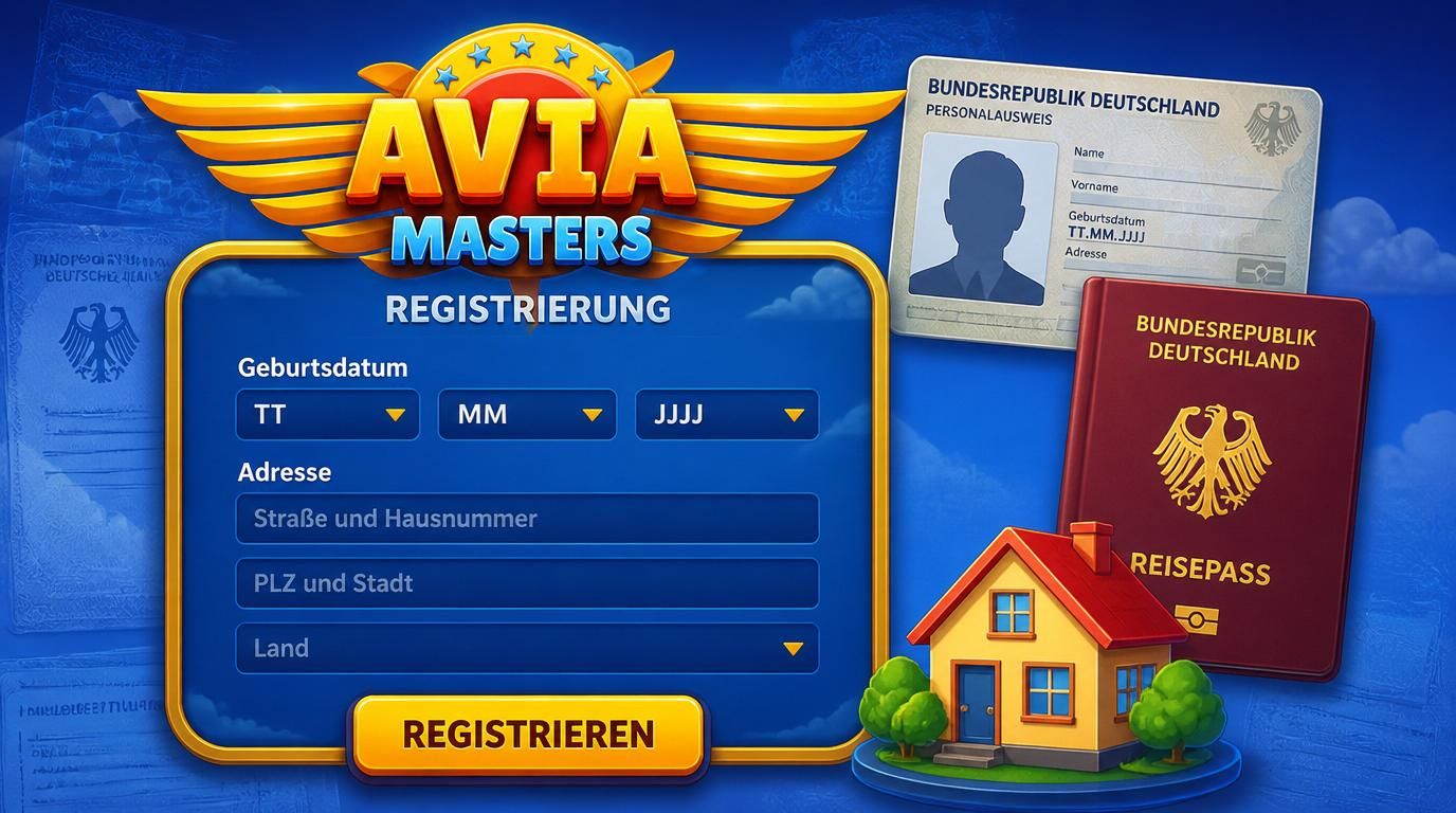 Formular mit Geburtsdatum und Adresse sichtbar – amtlicher Ausweis und Haus-Symbol.