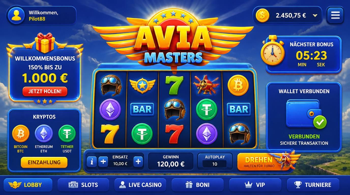 Wallet mit Crypto, Bonus sofort aktiviert, schnelle Spielsymbole.
